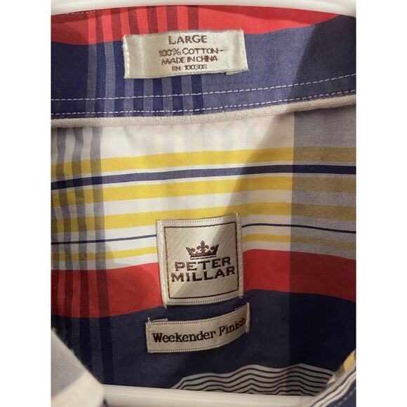 Peter Millar Mens Size Large Plaid Weekender Finish Short Sleeve Shirt - Picture 3 of 8